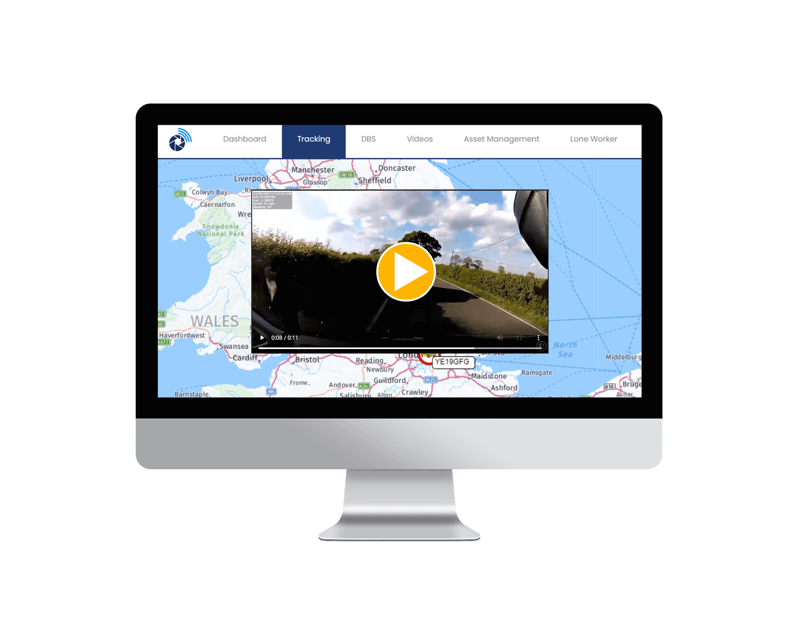 Computer showing dash cam video