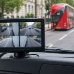 What a driver sees on the in-cab monitor of a 360° camera system